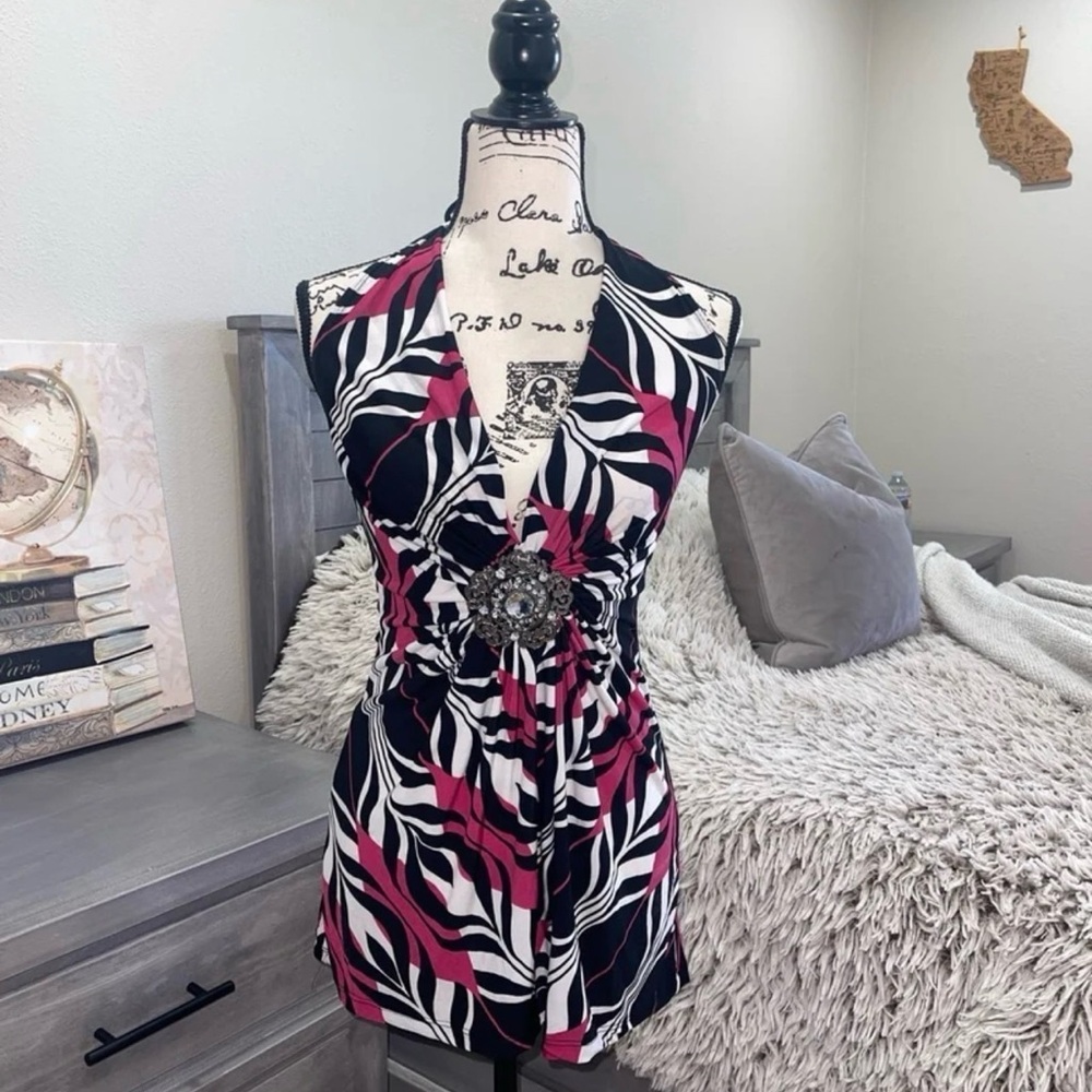 Like New! ✨ Fleurish” Zebra-Print Dress in Black, White & Pink- Size